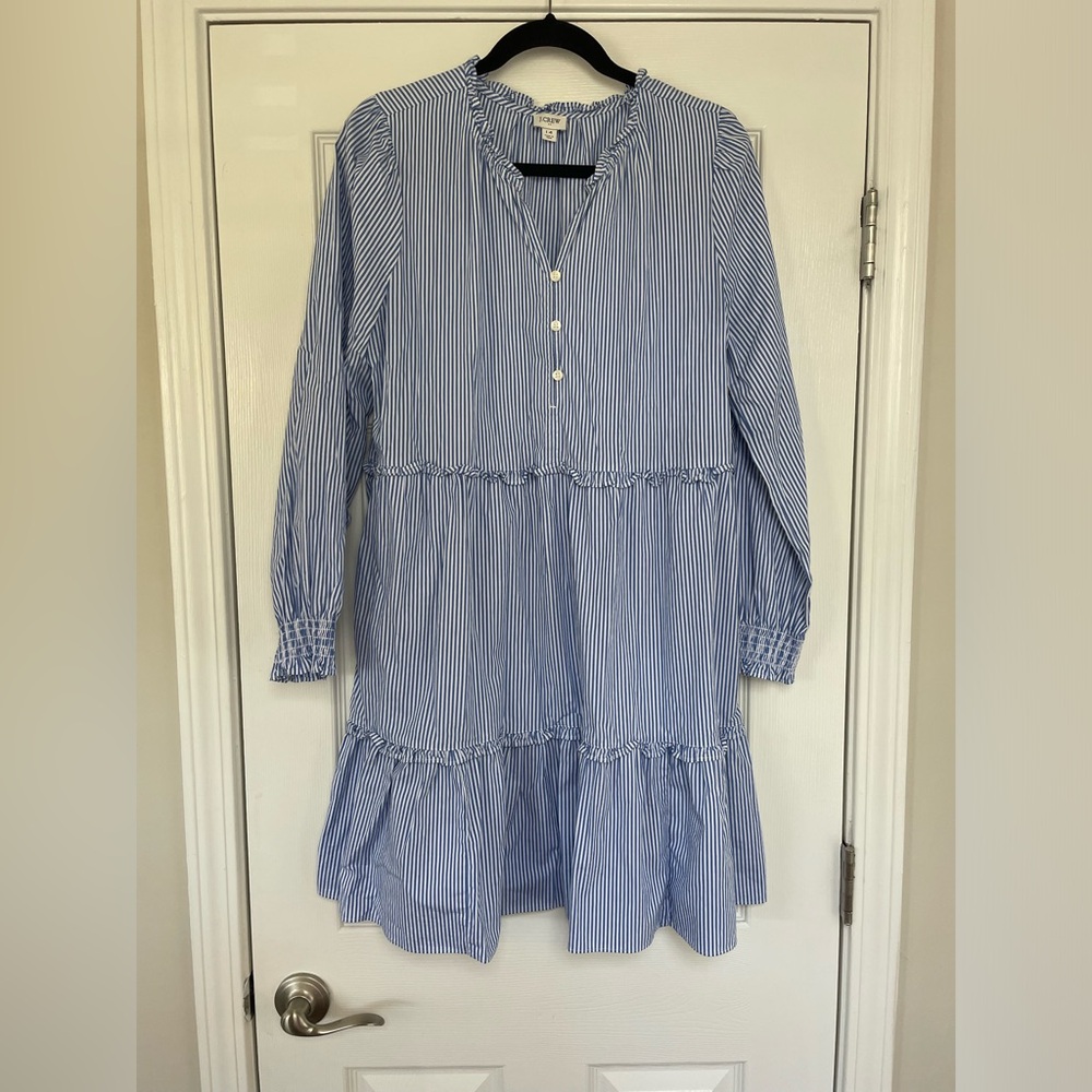 J. Crew Factory Tiered Stripe Ruffle Dress